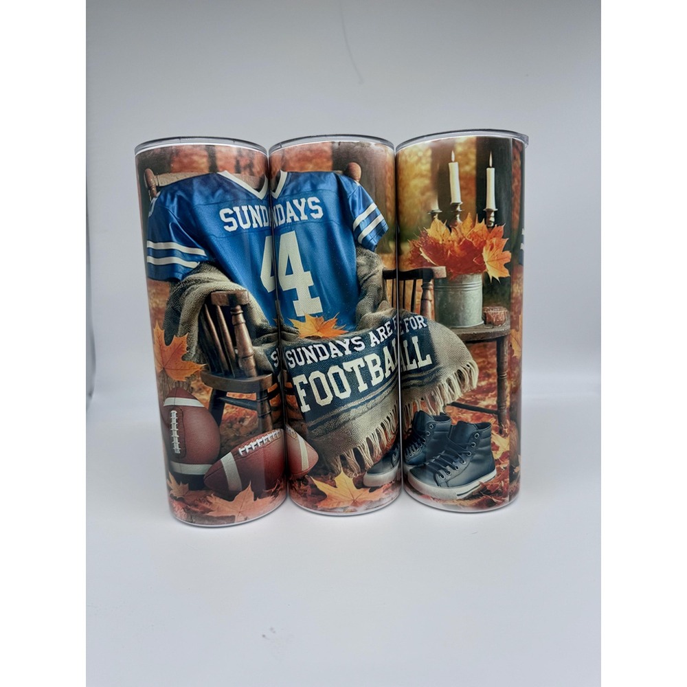 Sundays Are for Football – Fall Tumbler Set with Jersey, Leaves & Gear
